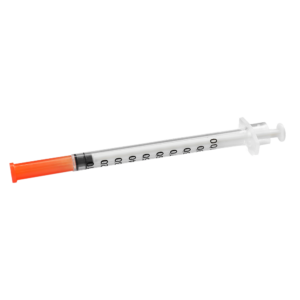 image of an insulin syringe with orange cap